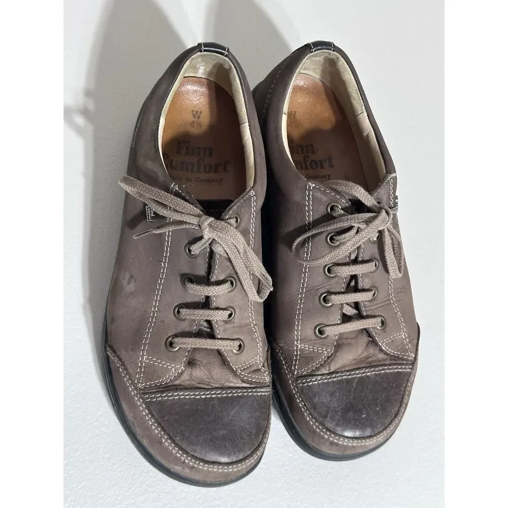 WOMEN'S FINN COMFORT LACE UP BROWN LEATHER SHOES MADE IN GERMANY SZ 4.5 US 6.5-7